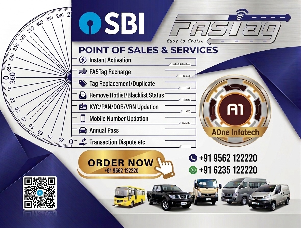 AOne Infotech SBI FASTag point of sales and services